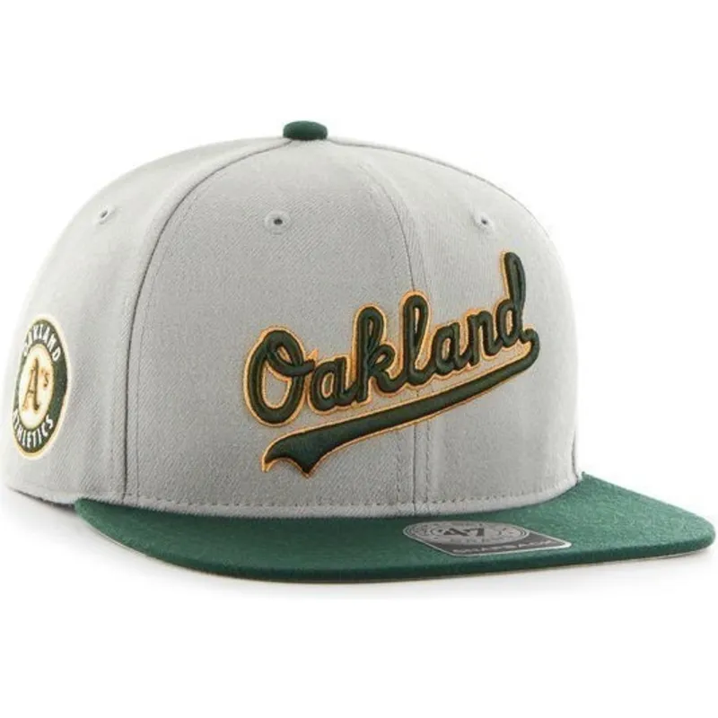 cappelli-piatta-grigio-snapback-lateral-dei-oakland-athletics-mlb-di-47-brand