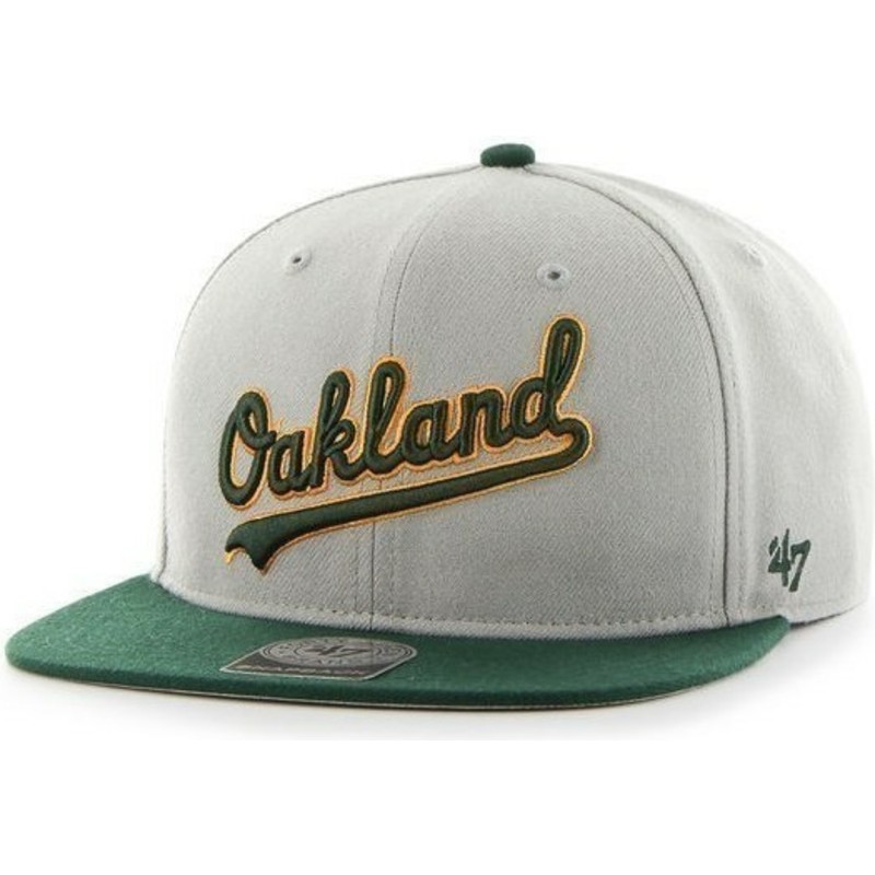 cappellino-visiera-piatta-grigio-snapback-con-logo-laterale-di-mlb-oakland-athletics-di-47-brand