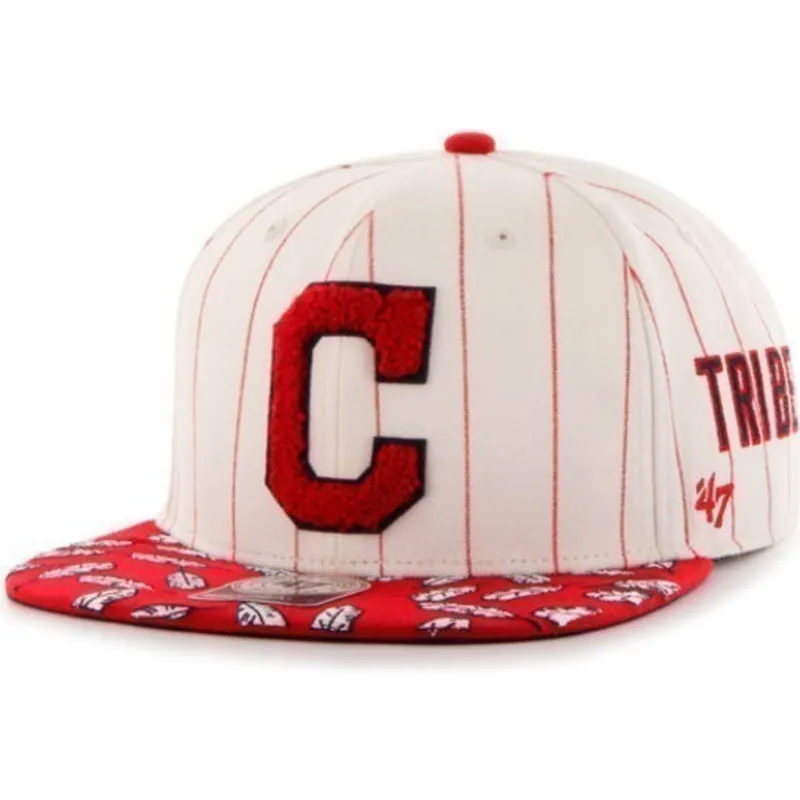 cappelli-piatta-crema-snapback-franjas-rojas-laterales-dei-cleveland-indians-mlb-di-47-brand