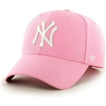 cappellino-visiera-curva-rosa-tinta-unita-di-mlb-new-york-yankees-di-47-brand