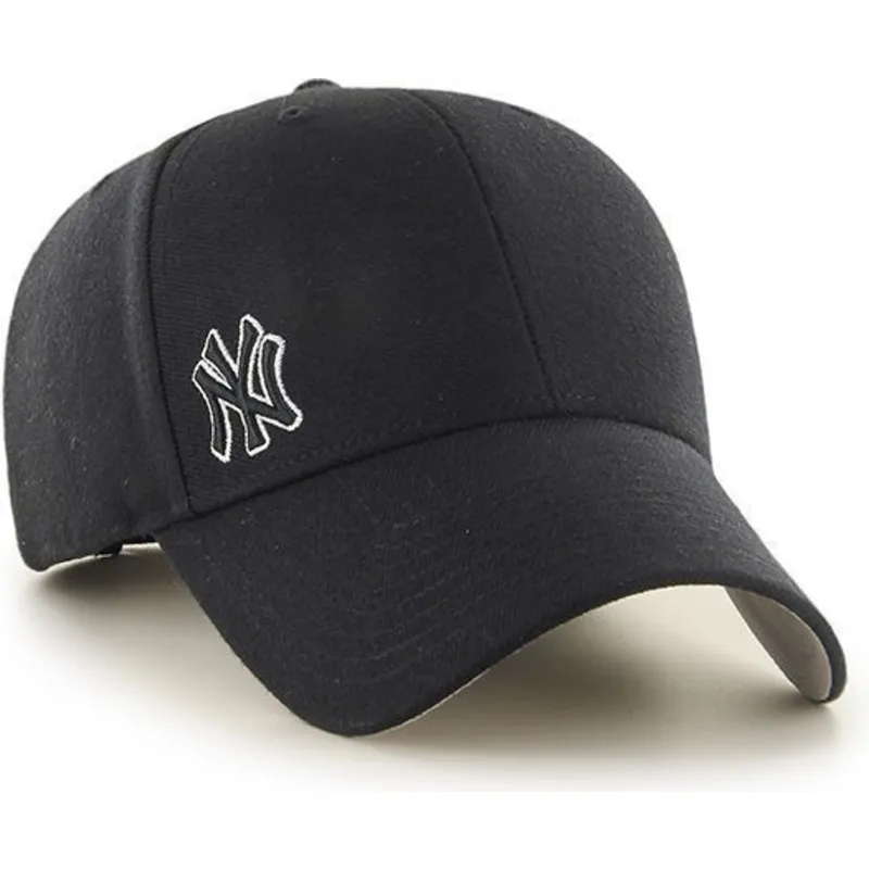 cappelli-curva-nero-cinghia-regolabile-lisa-pequeno-dei-new-york-yankees-mlb-di-47-brand