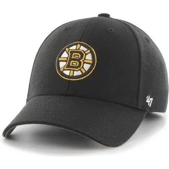 Cappellino visiera curva nero liscio di NHL Boston Bruins di 47 Brand