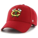 cappelli-curva-rosso-cinghia-regolabile-dei-chicago-blackhawks-nhl-di-47-brand