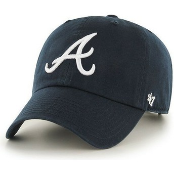 Cappellino visiera curva blu marino con logo frontale di MLB Atlanta Braves di 47 Brand