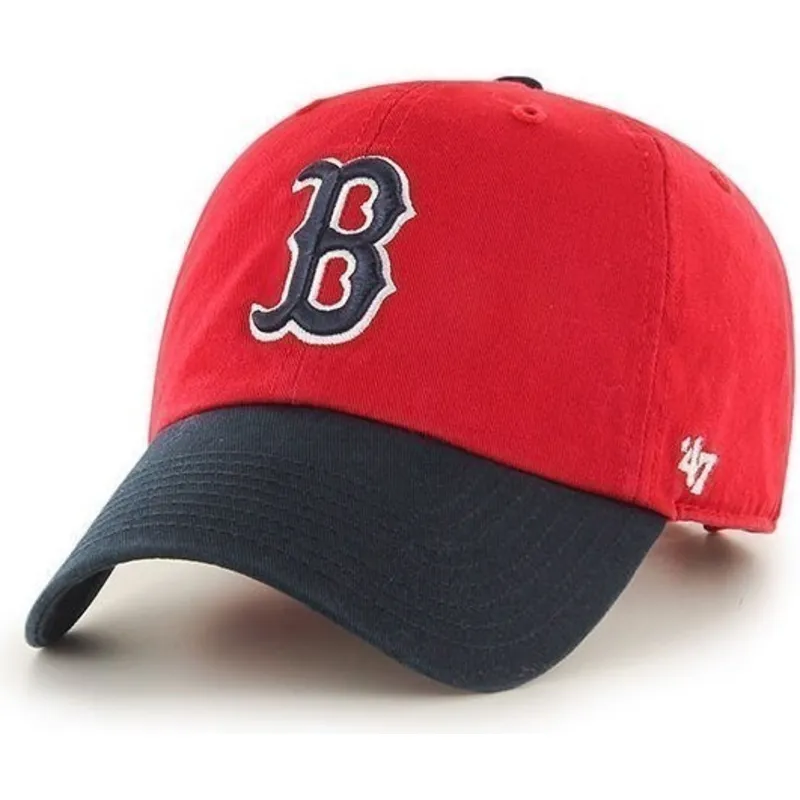 cappelli-curva-rosso-cinghia-regolabile-frontal-dei-boston-red-sox-mlb-di-47-brand