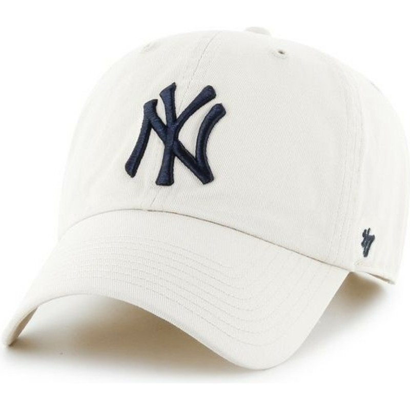 cappellino-visiera-curva-crema-con-logo-frontale-grande-di-mlb-new-york-yankees-di-47-brand