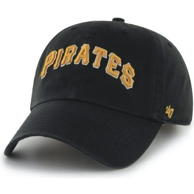 cappelli-curva-nero-cinghia-regolabile-nombre-frontal-grande-dei-pittsburgh-pirates-mlb-di-47-brand