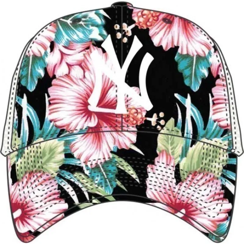 cappelli-curva-multicolore-snapback-estampado-de-flores-dei-new-york-yankees-mlb-di-47-brand