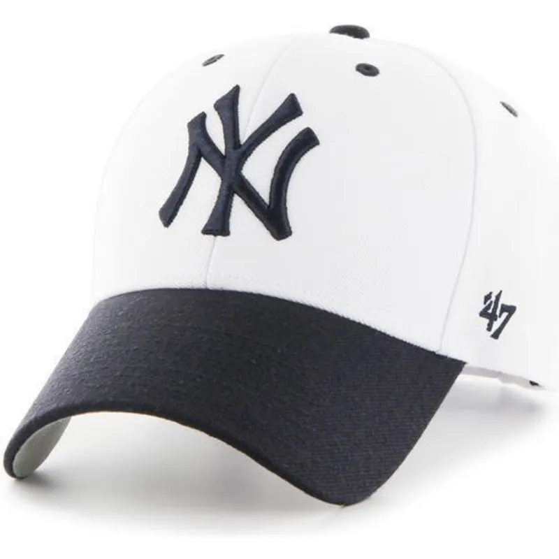 cappelli-curva-bianco-cinghia-regolabile-dei-new-york-yankees-mlb-di-47-brand