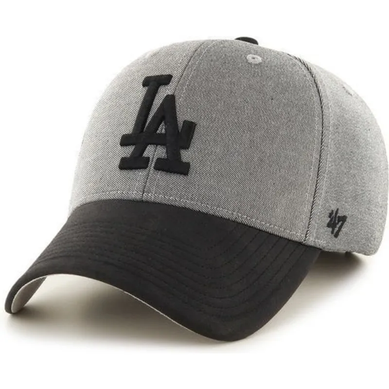 cappelli-curva-grigio-cinghia-regolabile-negro-dei-los-angeles-dodgers-mlb-di-47-brand