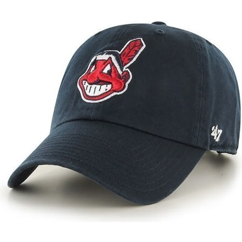 cappelli-curva-blu-marino-cinghia-regolabile-dei-cleveland-indians-mlb-di-47-brand