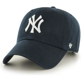 Cappellino visiera curva blu marino di New York Yankees MLB Clean Up di 47 Brand
