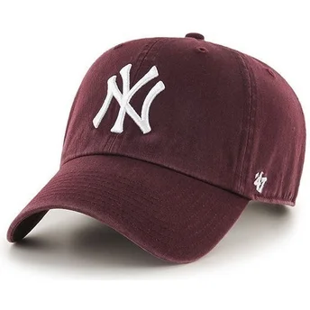 cappellino-curvo-granata-di-new-york-yankees-mlb-clean-up-di-47-brand