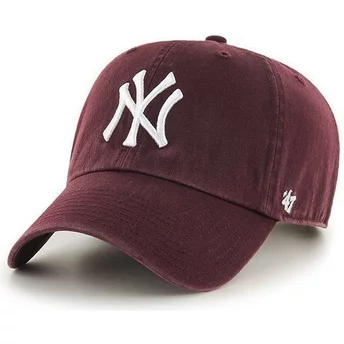 Cappellino visiera curva bordeaux di New York Yankees MLB Clean Up di 47 Brand