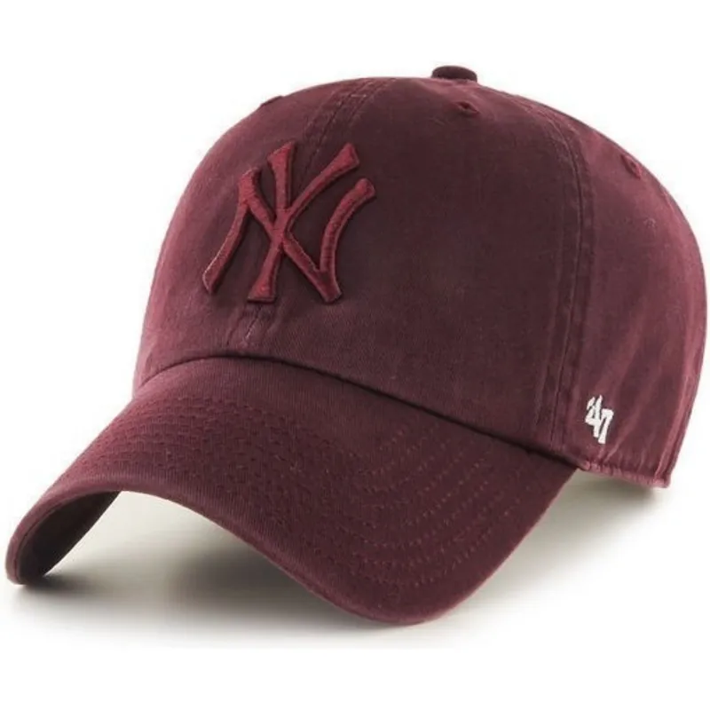cappelli-curva-rosso-cinghia-regolabile-granate-granate-dei-new-york-yankees-mlb-di-47-brand cappelli-curva-rosso-cinghia-regolabile-granate-granate-dei-new-york-yankees-mlb-di-47-brand