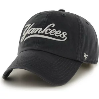 Cappellino visiera curva blu marino con logo lettere di New York Yankees MLB Clean Up di 47 Brand