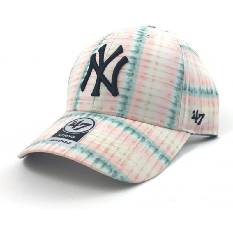 cappelli-curva-rosa-cinghia-regolabile-estampado-de-flores-dei-new-york-yankees-mlb-di-47-brand