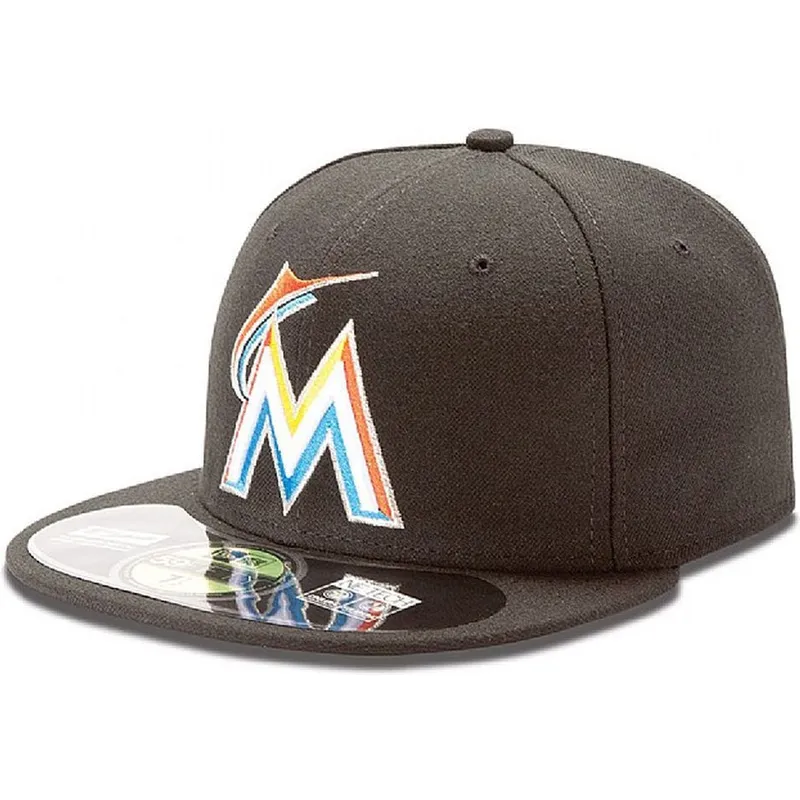 cappelli-piatta-nero-regolato-59fifty-authentic-on-field-dei-miami-marlins-mlb-di-new-era