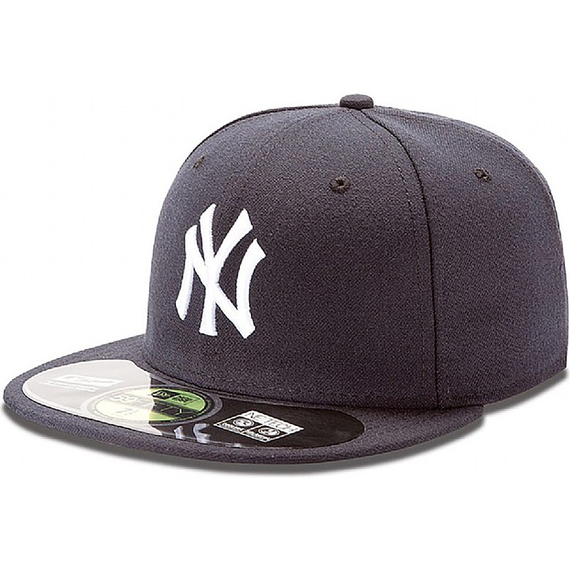 cappellino-visiera-piatta-blu-marino-aderente-59fifty-authentic-on-field-di-new-york-yankees-mlb-di-new-era