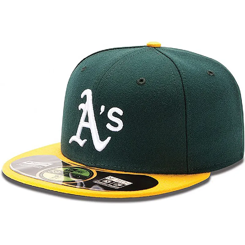 cappello-piatto-verde-chiuso-59fifty-authentic-on-field-degli-oakland-athletics-mlb-di-new-era