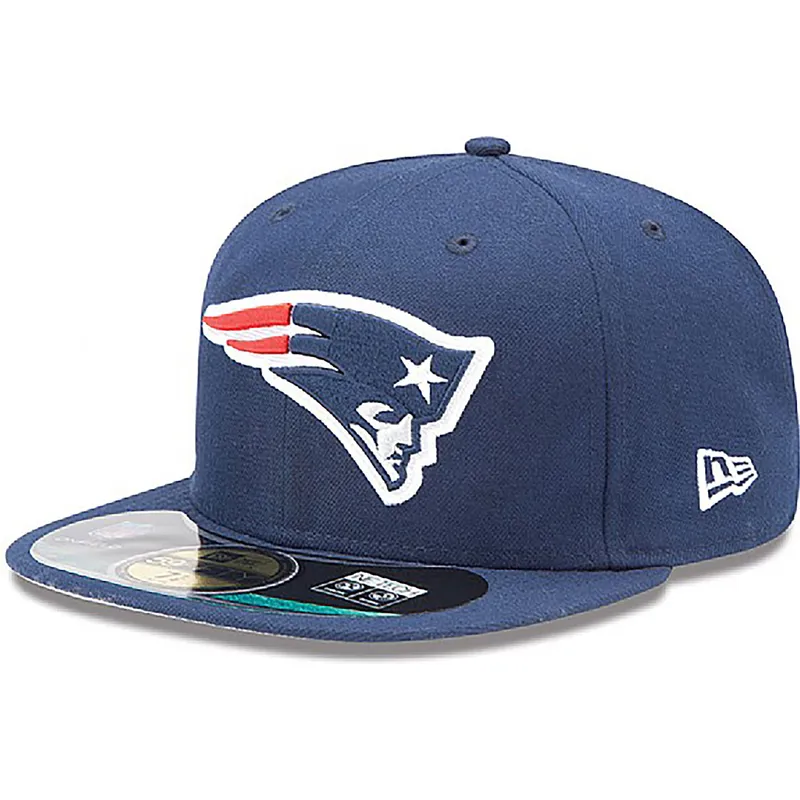 cappellino-piatto-blu-aderente-59fifty-authentic-on-field-game-dei-new-england-patriots-nfl-di-new-era