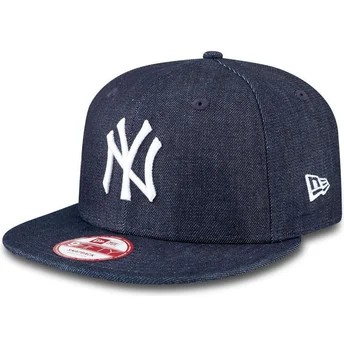 cappelli-piatta-blu-marino-snapback-9fifty-essential-denim-dei-new-york-yankees-mlb-di-new-era