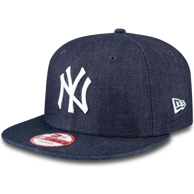 cappelli-piatta-blu-marino-snapback-9fifty-essential-denim-dei-new-york-yankees-mlb-di-new-era