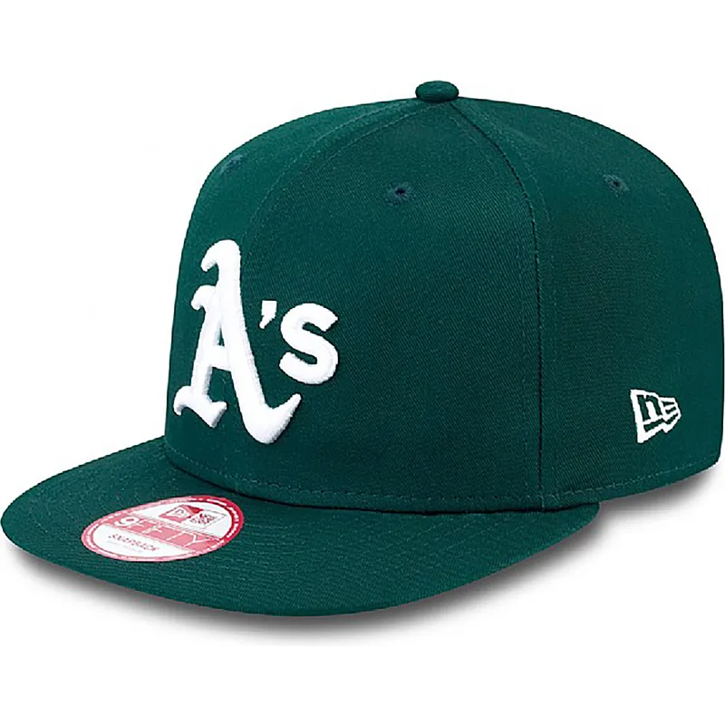 cappello-piatto-nero-snapback-9fifty-essential-degli-oakland-athletics-mlb-di-new-era