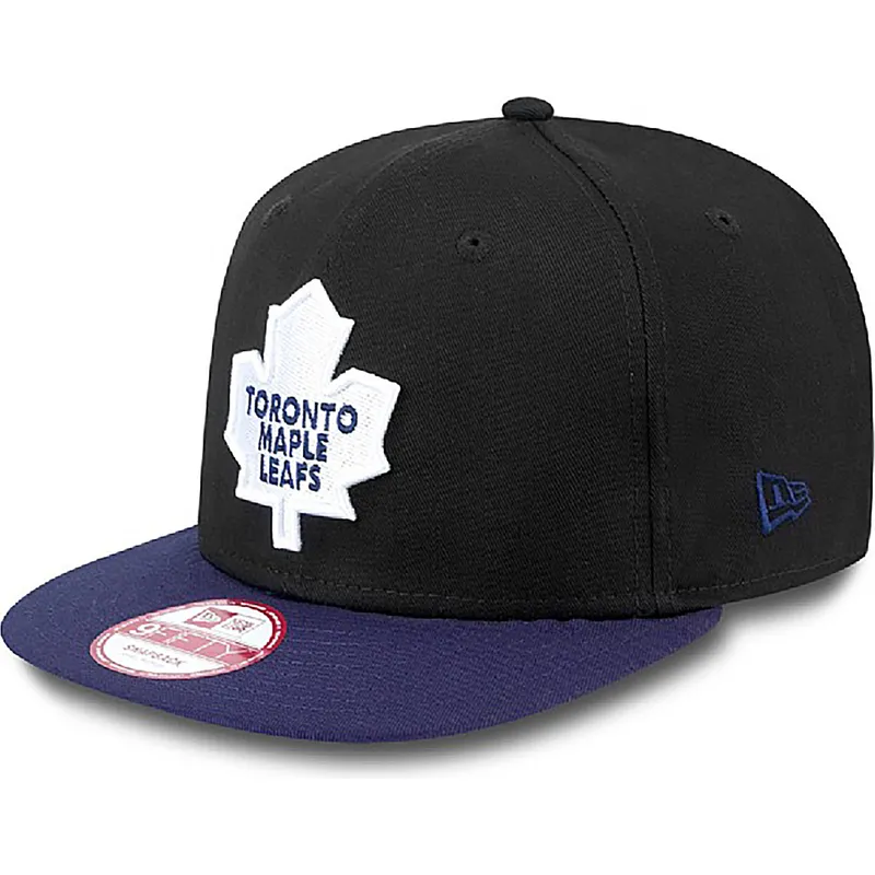 cappellino-piatto-nero-snapback-9fifty-cotton-block-dei-toronto-maple-leafs-nhl-di-new-era