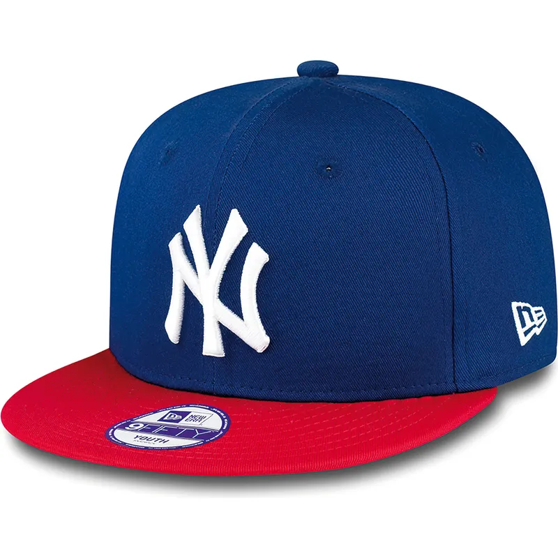 cappello-con-visiera-piatta-blu-snapback-per-bambino-9fifty-cotton-block-dei-new-york-yankees-mlb-di-new-era