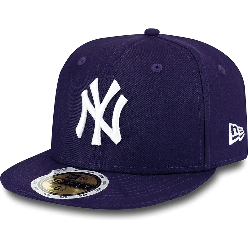 cappello-piatto-viola-aderente-per-bambino-59fifty-essential-dei-new-york-yankees-mlb-di-new-era